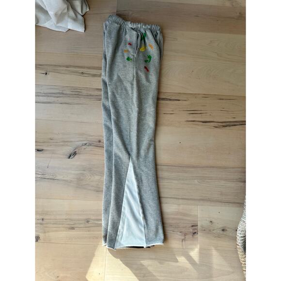 MNML Unisex Sweatpants Grey Size XS Flared Leg Paint Splatter High Waist - Picture 10 of 11